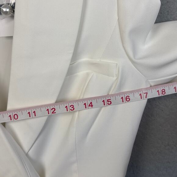 Lavish Alice Cut-Out Detail Blazer Dress With Pearl Trim White Size 8 NWT Glam - Picture 5 of 10